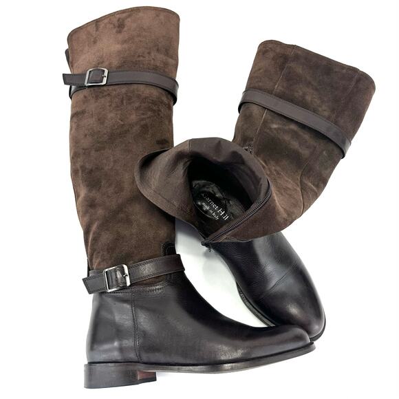 Garnet Hill Charity Italian Over-The-Knee Riding Boot Sz 6.5 Brown Suede/Leather - Picture 5 of 16